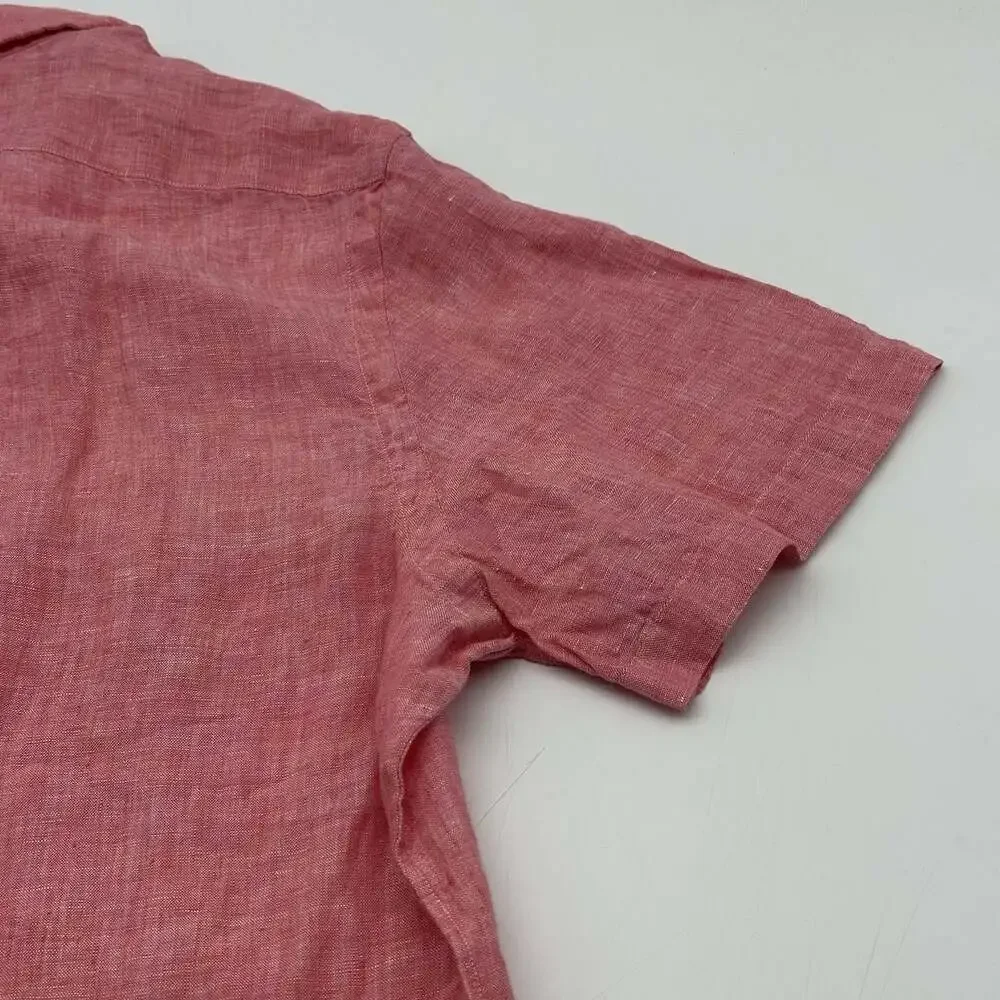 Polo Ralph Lauren Classic Fit Size Large Pink 100% Linen Button Up Shirt NWT